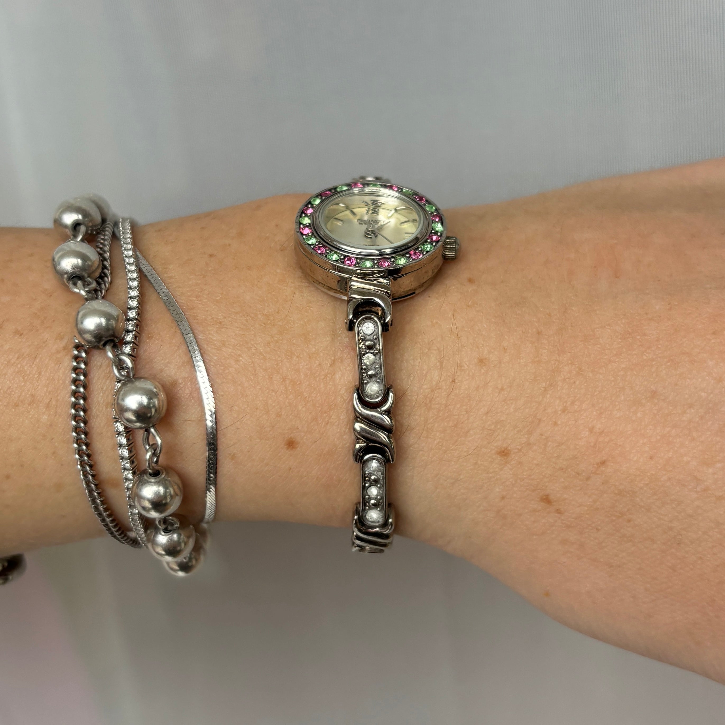 Y2K Pink and Green Bezel Watch