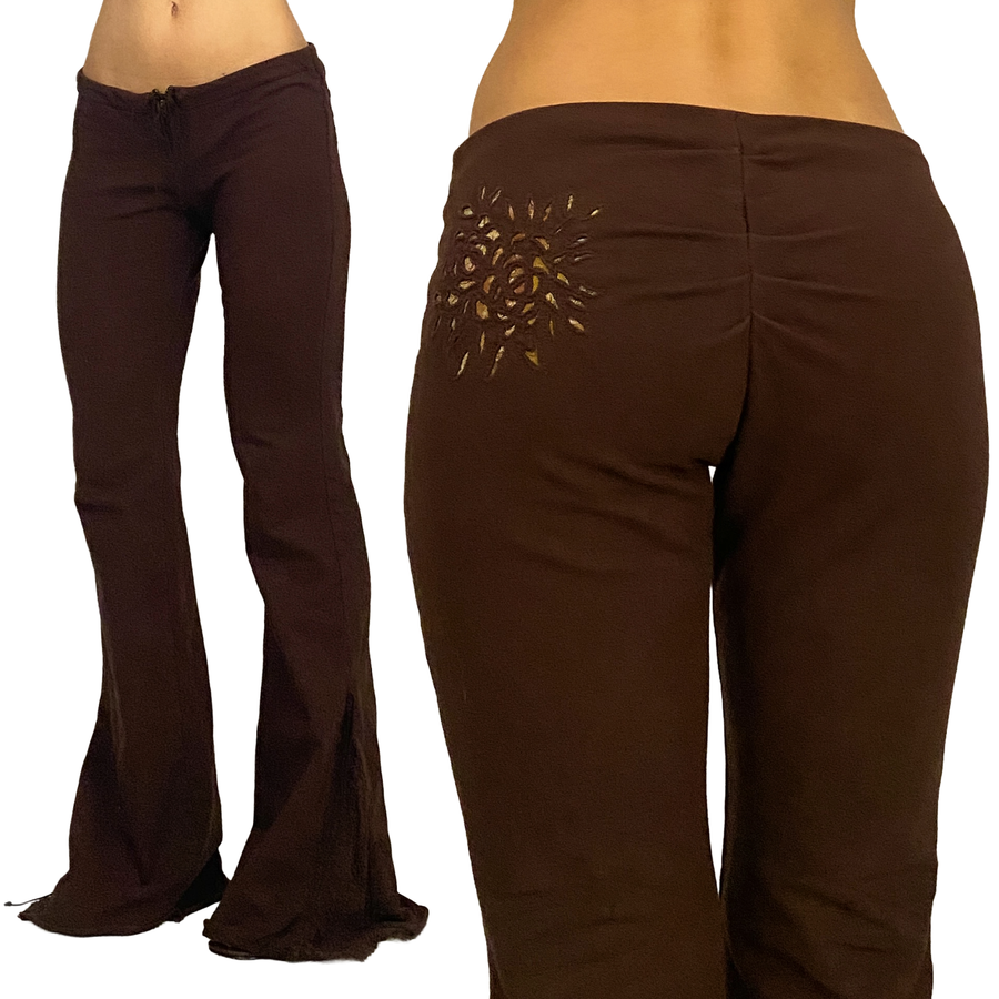 2000s H. Starlet Brown Scrunch Butt Low Rise Flare Pants (S/M)