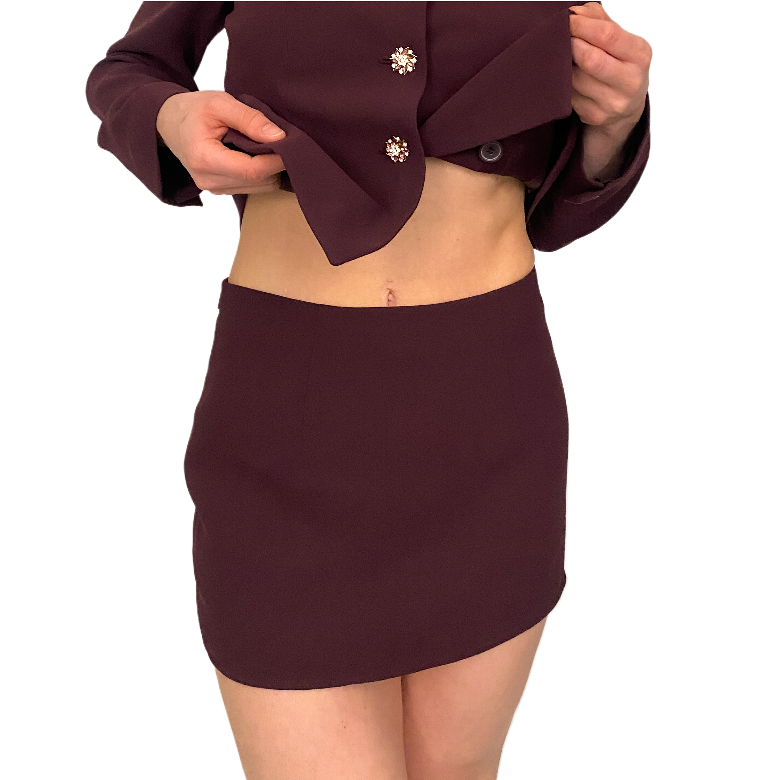 Oxblood Mini Skirt Suit Set (XS)