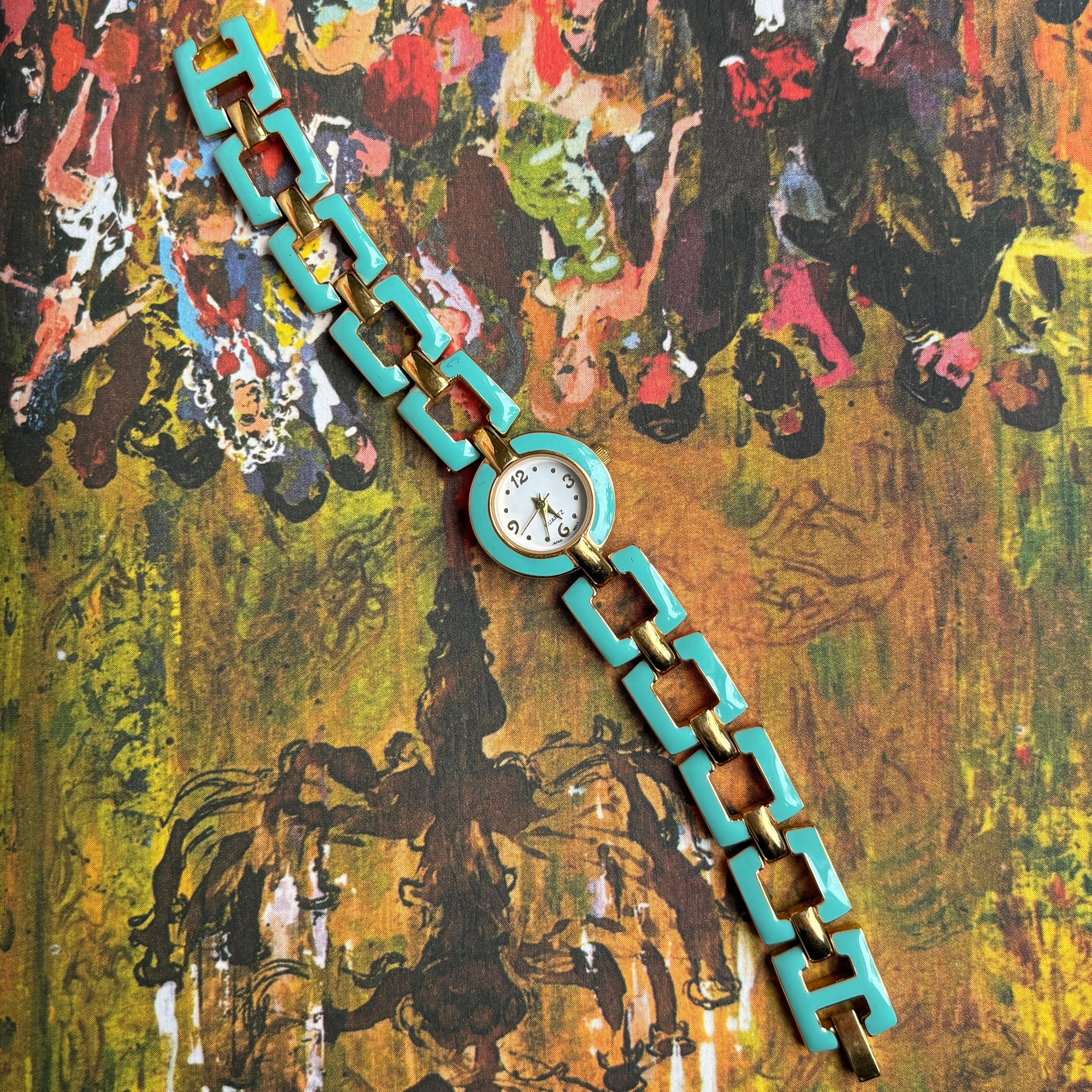 Retro Turquoise and Gold Watch