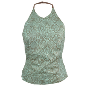 Y2K Icy Snakeskin Backless Halter (S)