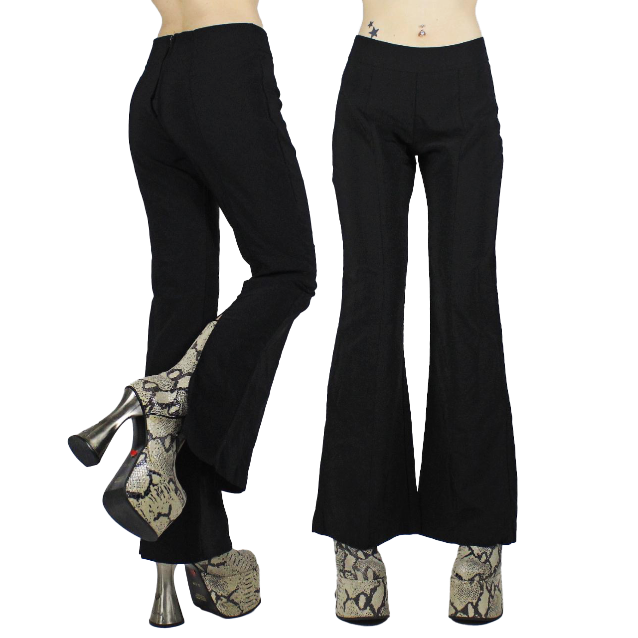 Y2K Slit Black Flares (S)