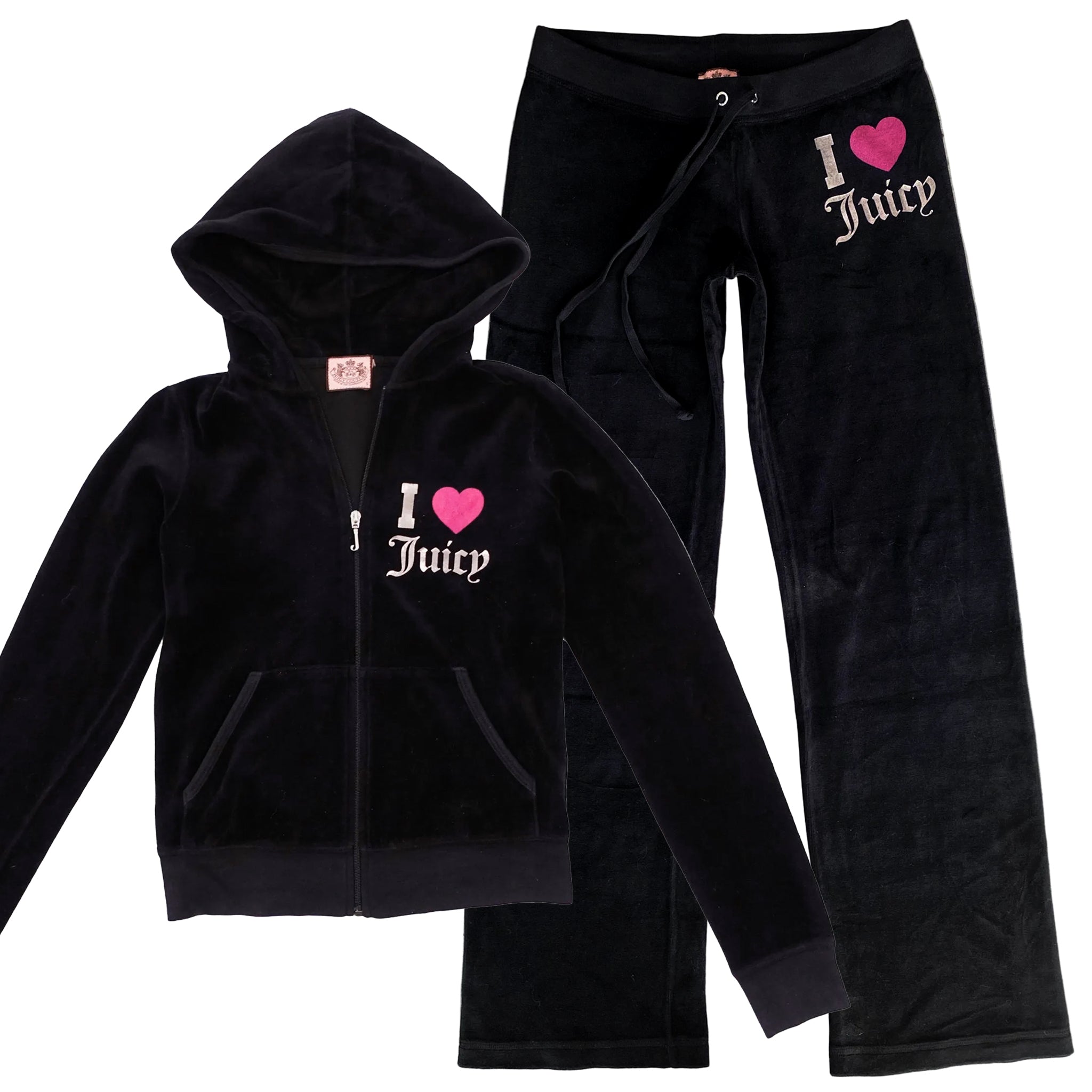 Y2K Juicy Couture “I ♥ Juicy” Black Velour Set (S) – Holy Thrift