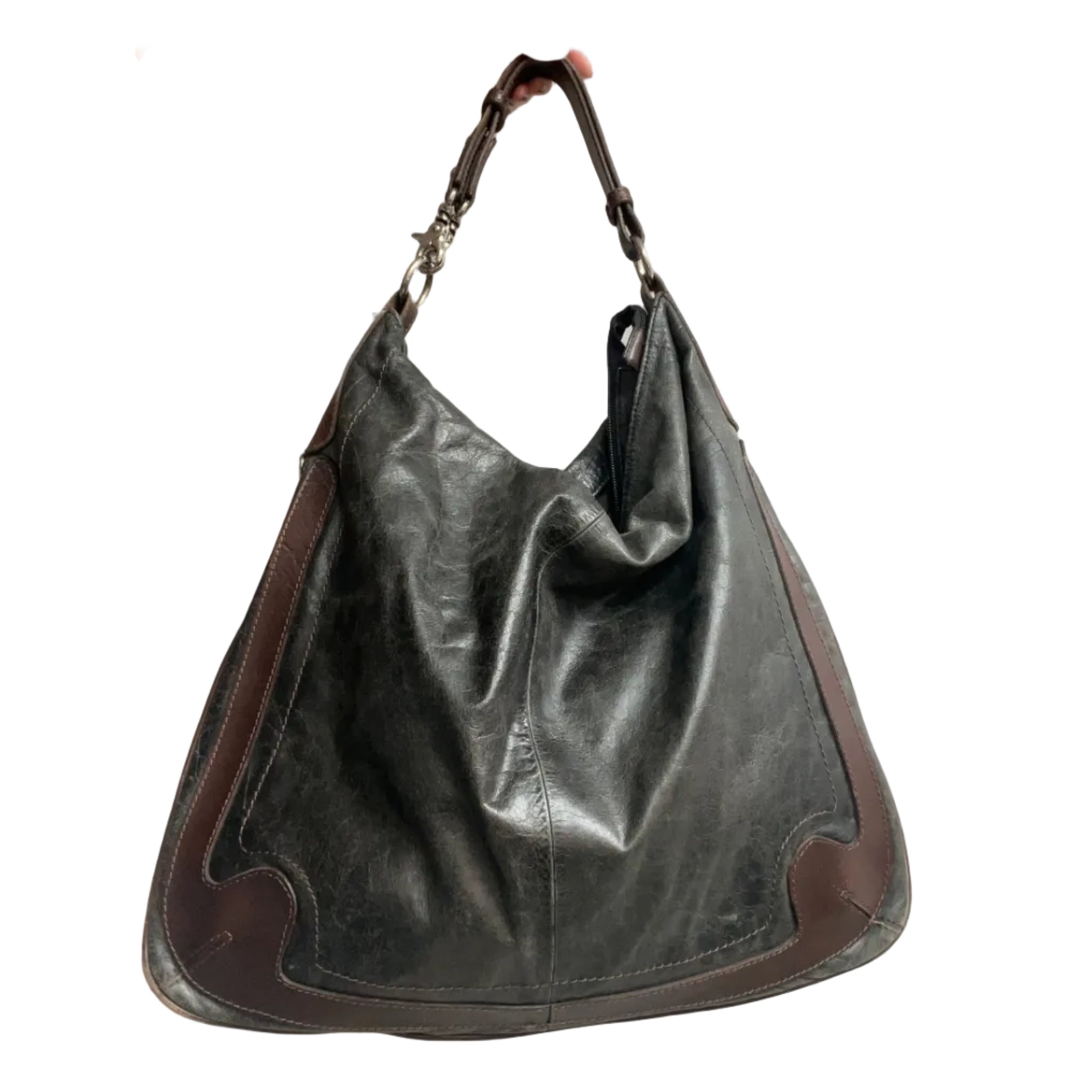 Y2K Genuine Leather Slouchy Hobo Shoulder Bag – Holy Thrift