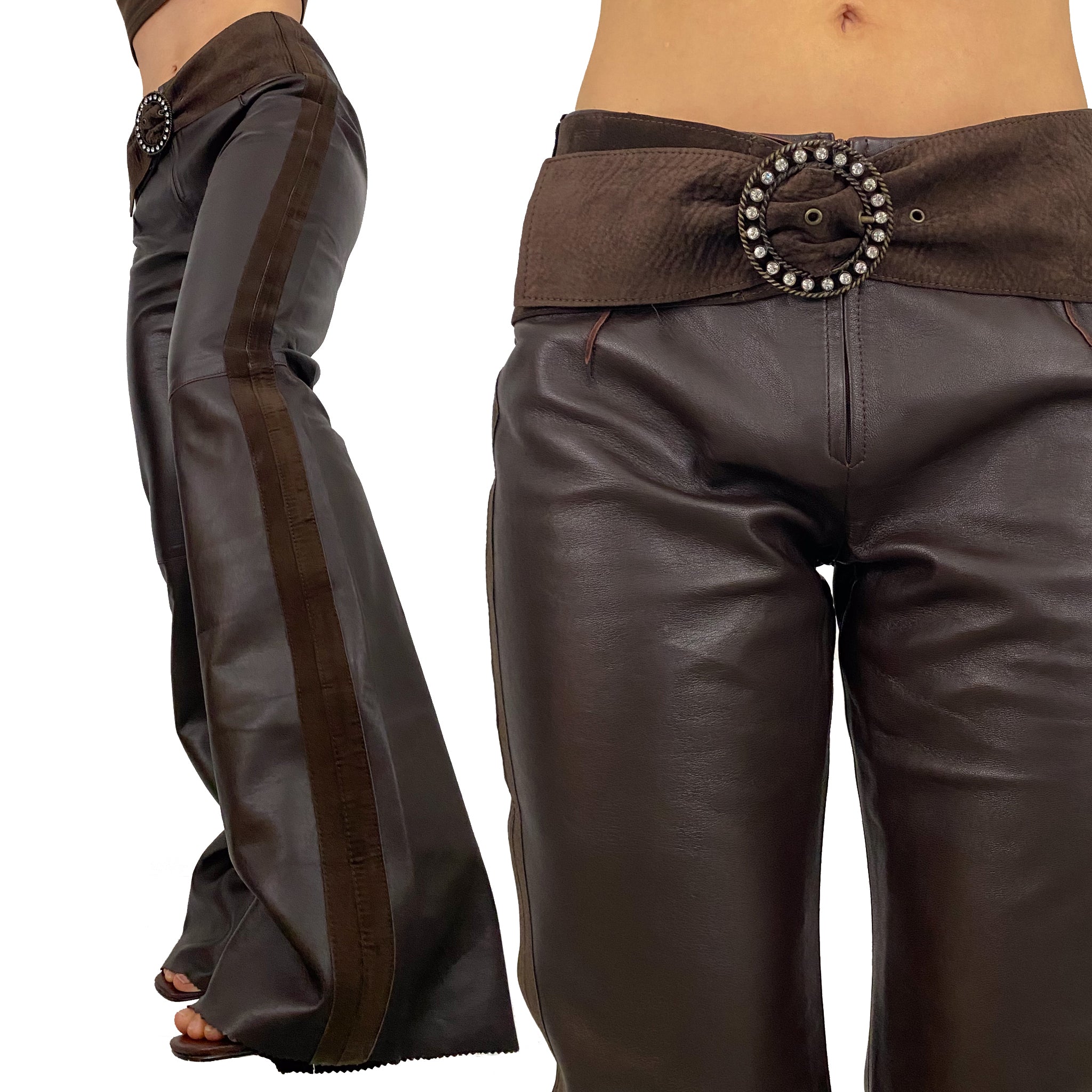 Baba Strech Leather Pant in Chocolate
