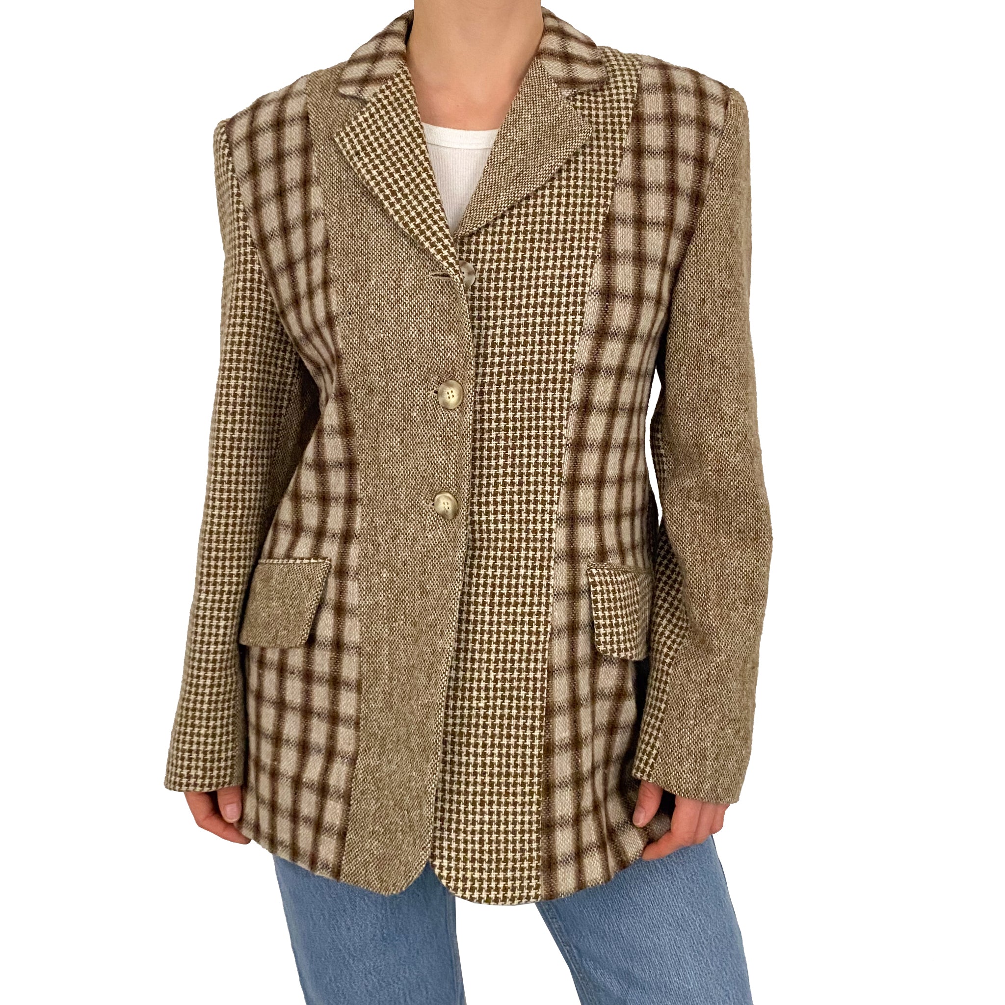 90's Mixed Plaid Blazer (M)