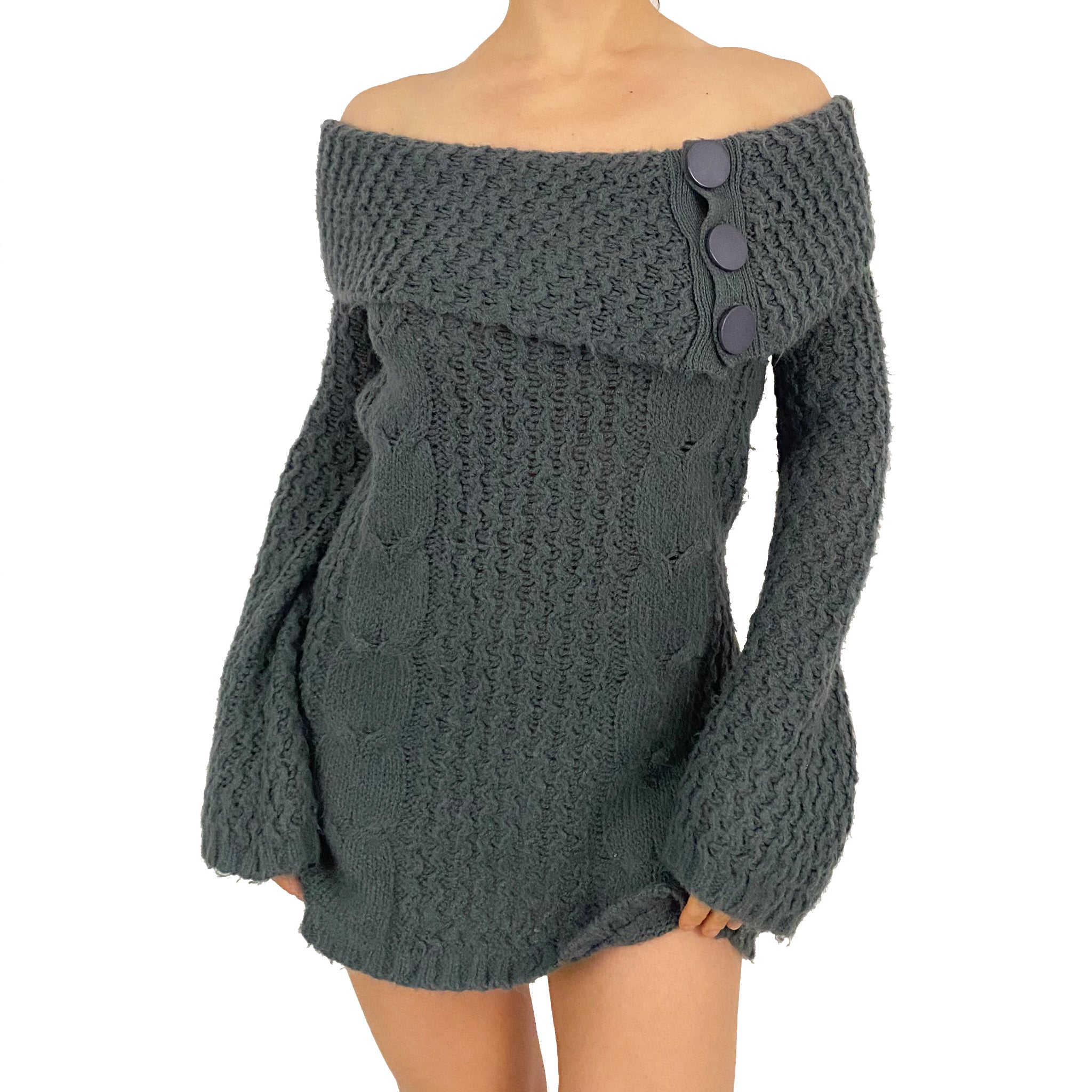 Off the Shoulder Dusty Sweater Dress (S) – Holy Thrift