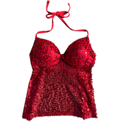 Vixen Red Sequin Backless Halter (XS)