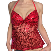 Vixen Red Sequin Backless Halter (XS)