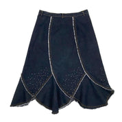 Rhinestone Flared Denim Maxi Skirt (XL)