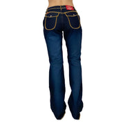 Y2K Funky Seamed Mid-Rise Jeans (S)