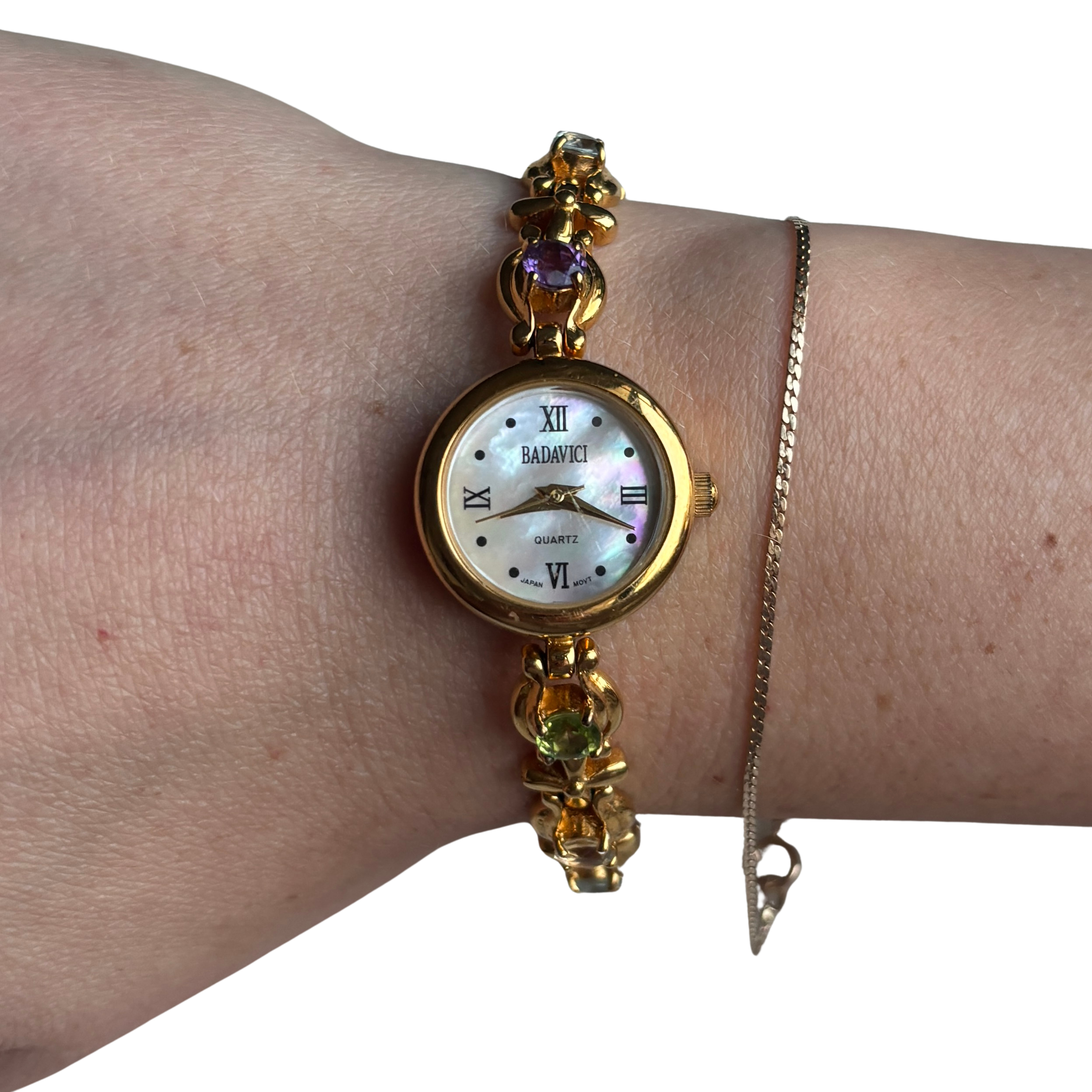 Genuine Gemstone Gold Watch