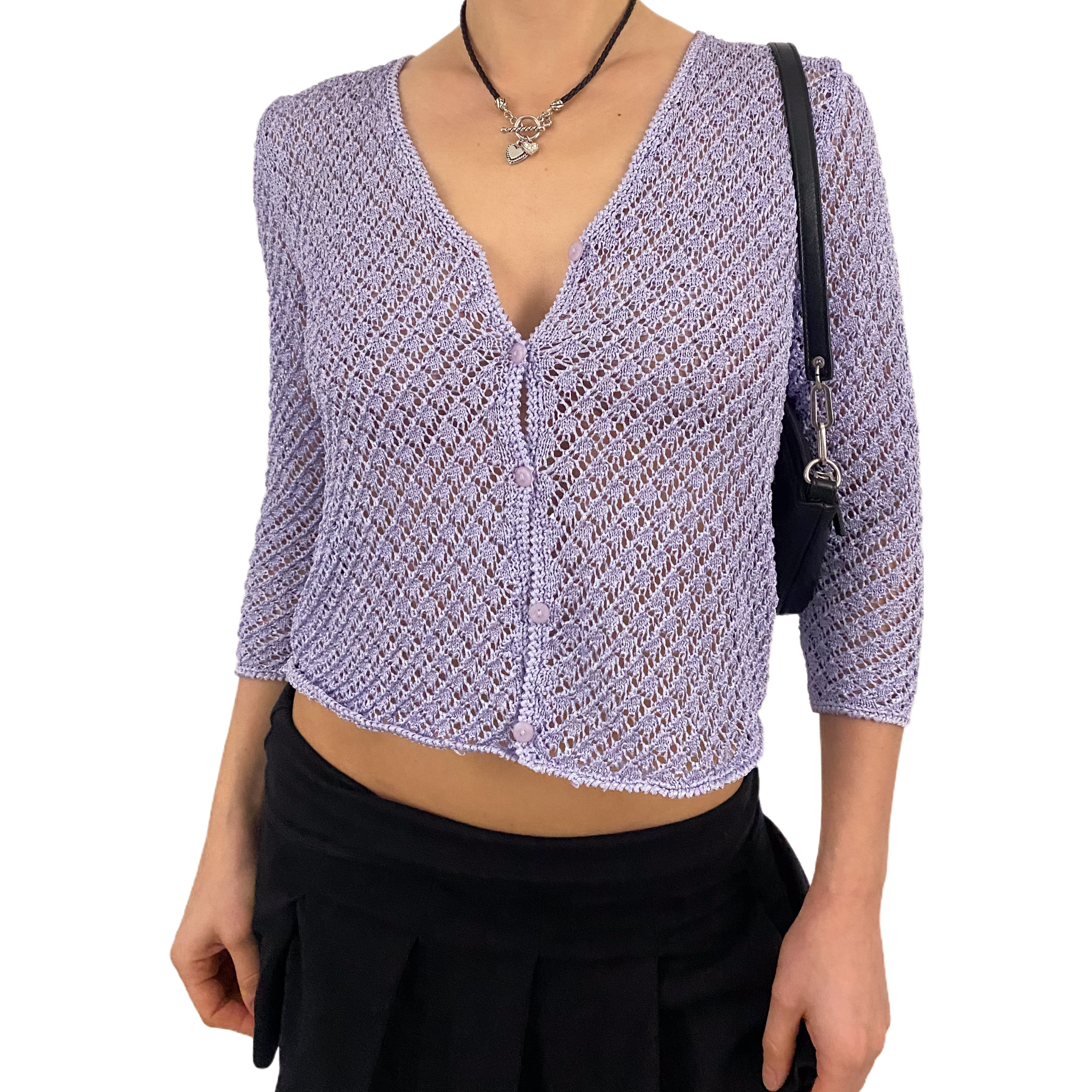 DKNY Lavender Crochet Cardi (M)