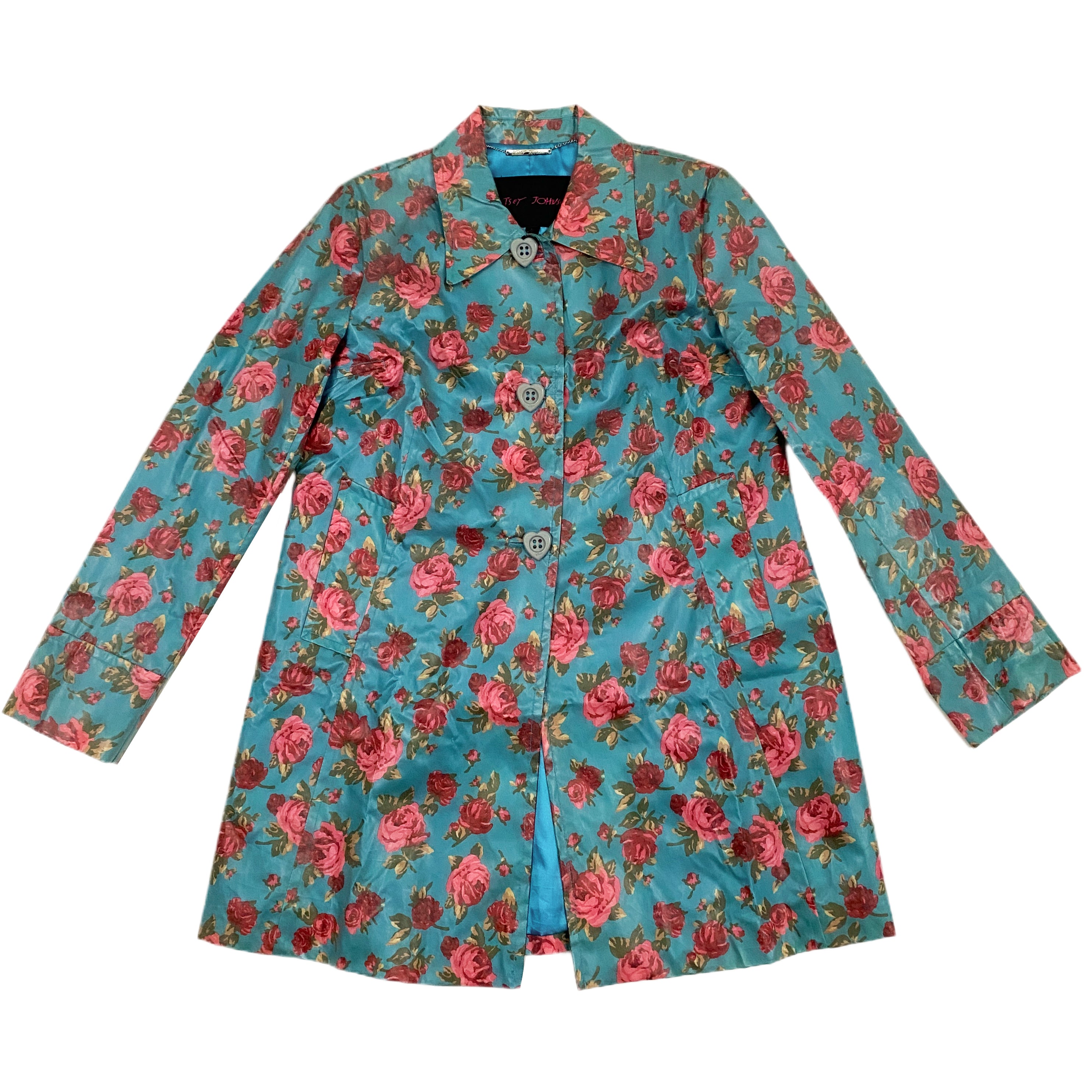 Betsey Johnson Rose Raincoat L Holy Thrift