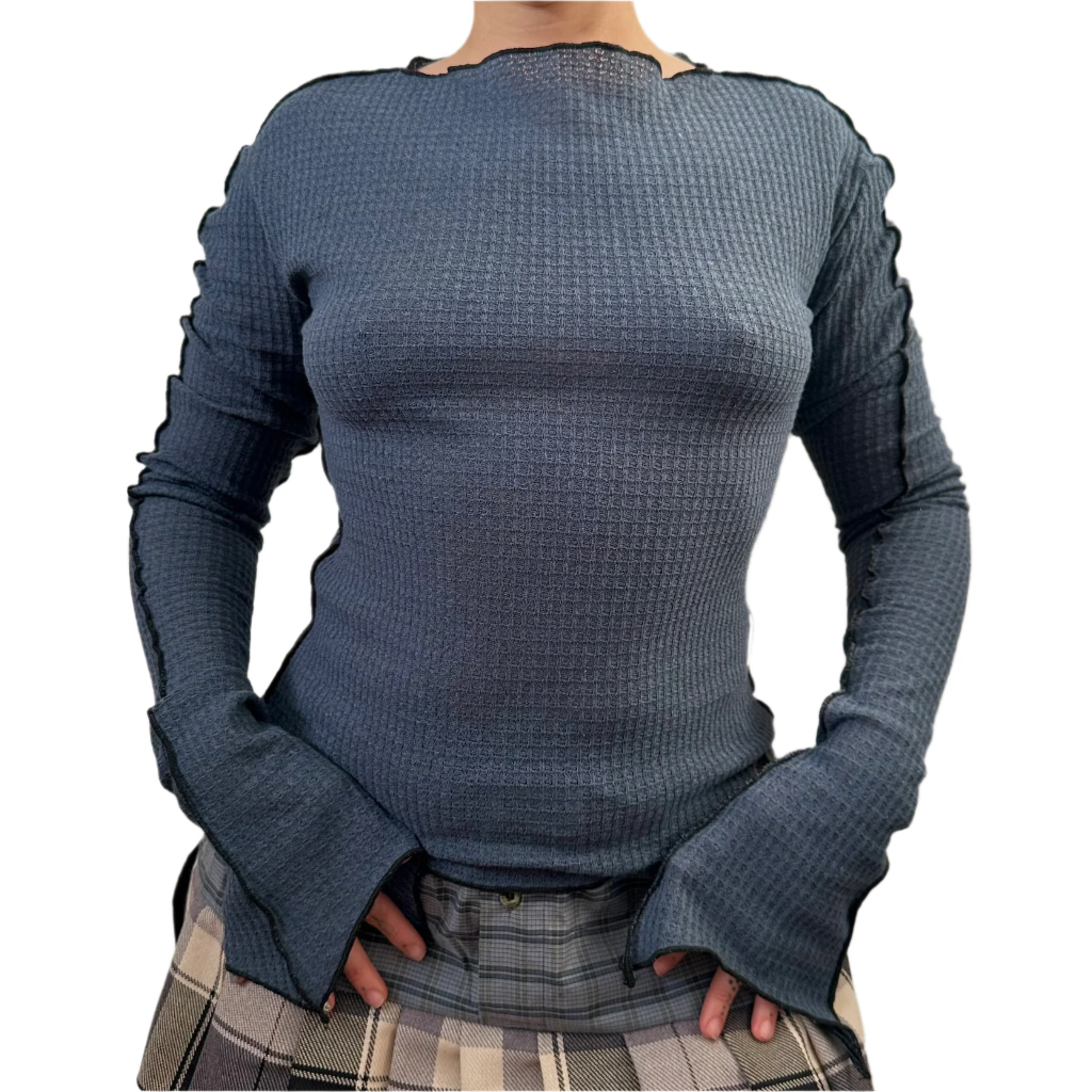 Blue Elongated Sleeve Top (S/M)