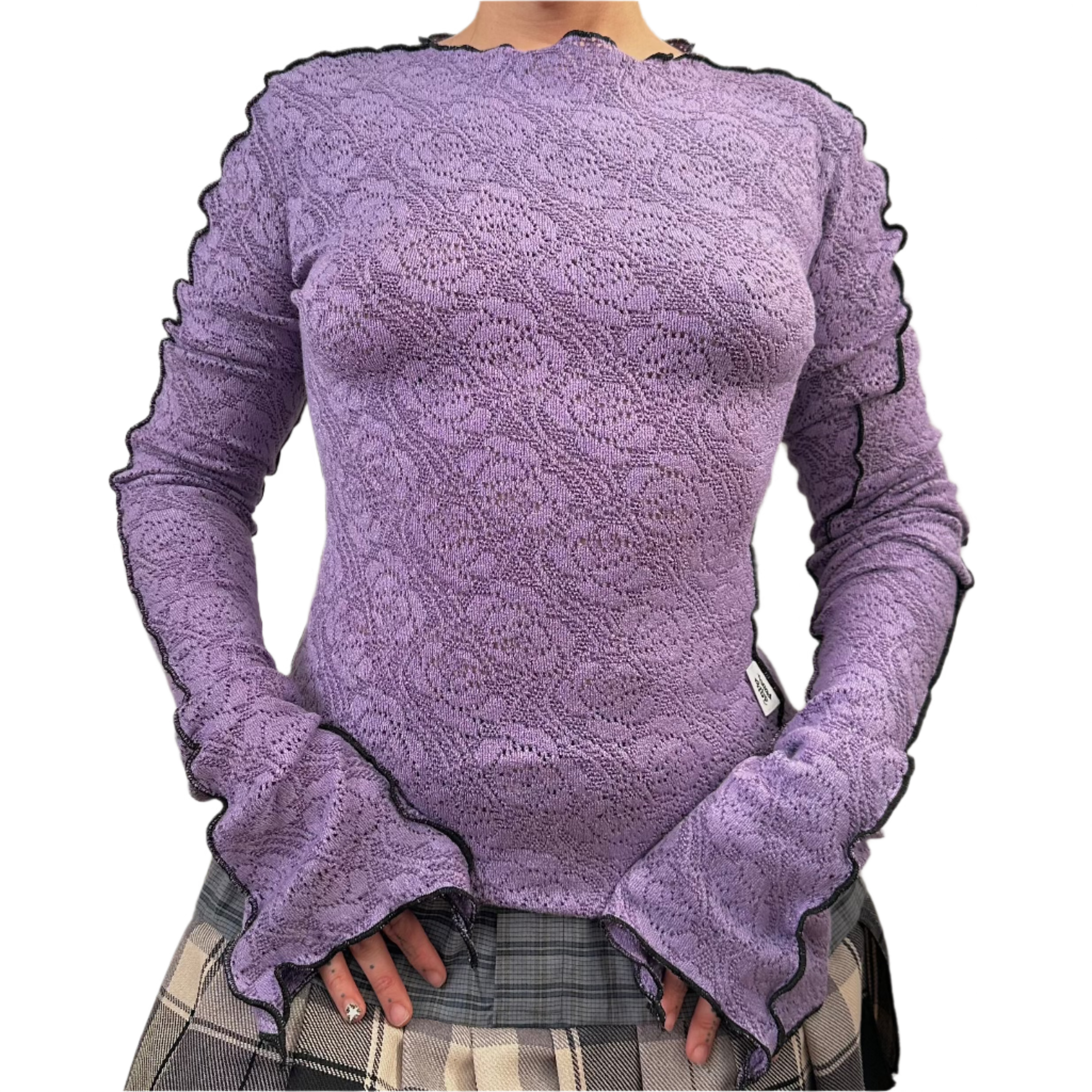 Lavender Lace Elongated Sleeve Top (S/M)