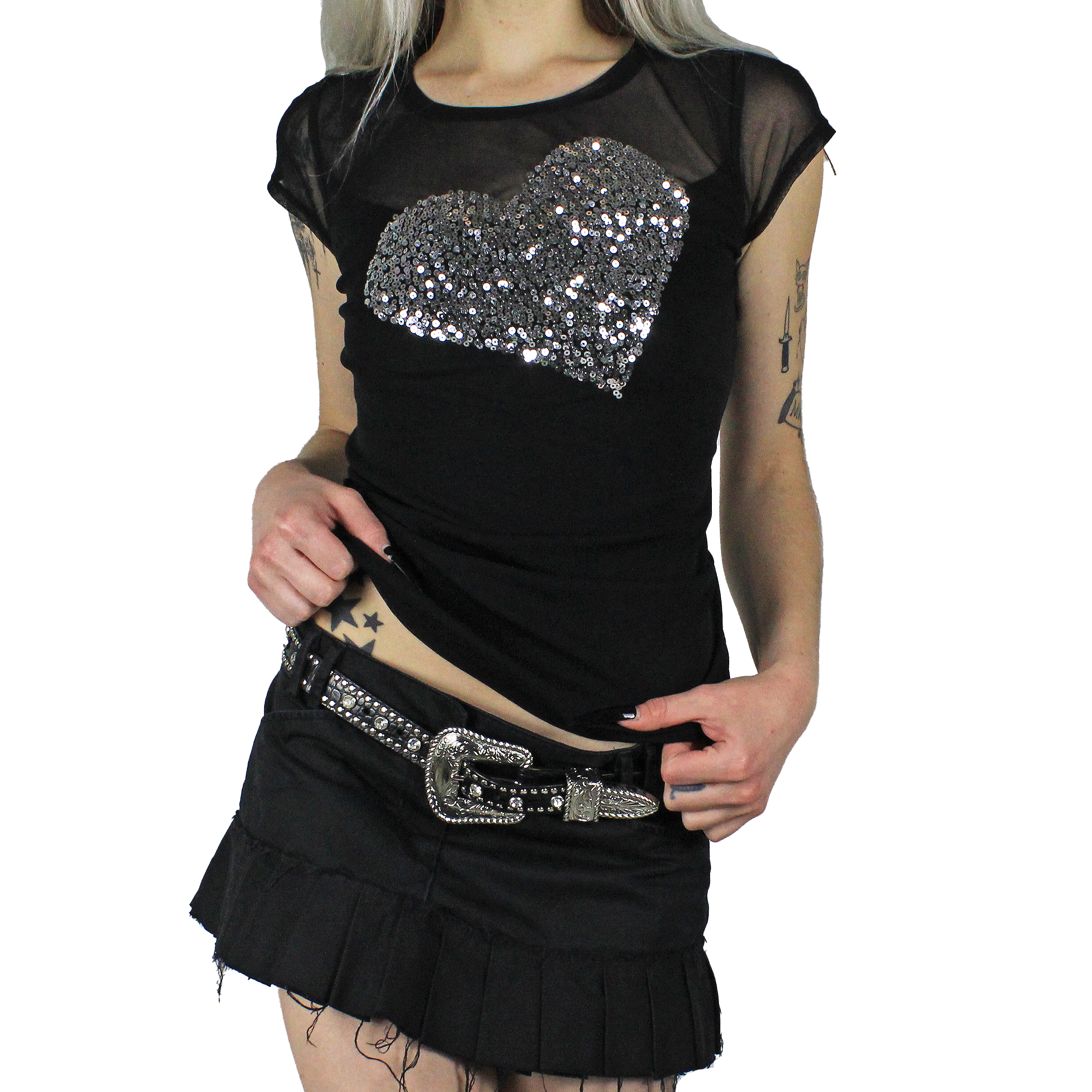 90s Sequined Mesh Top (S)