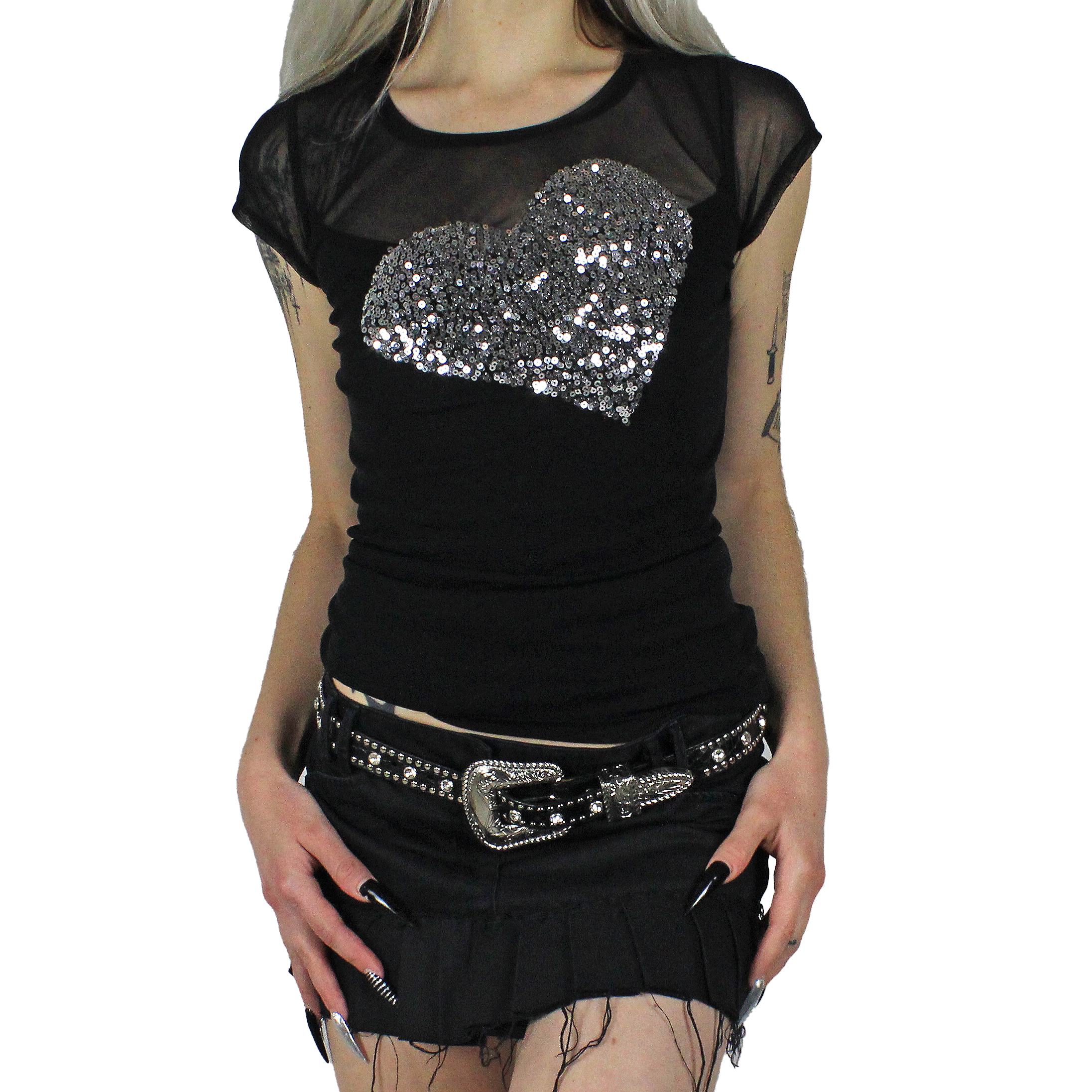 90s Sequined Mesh Top (S)
