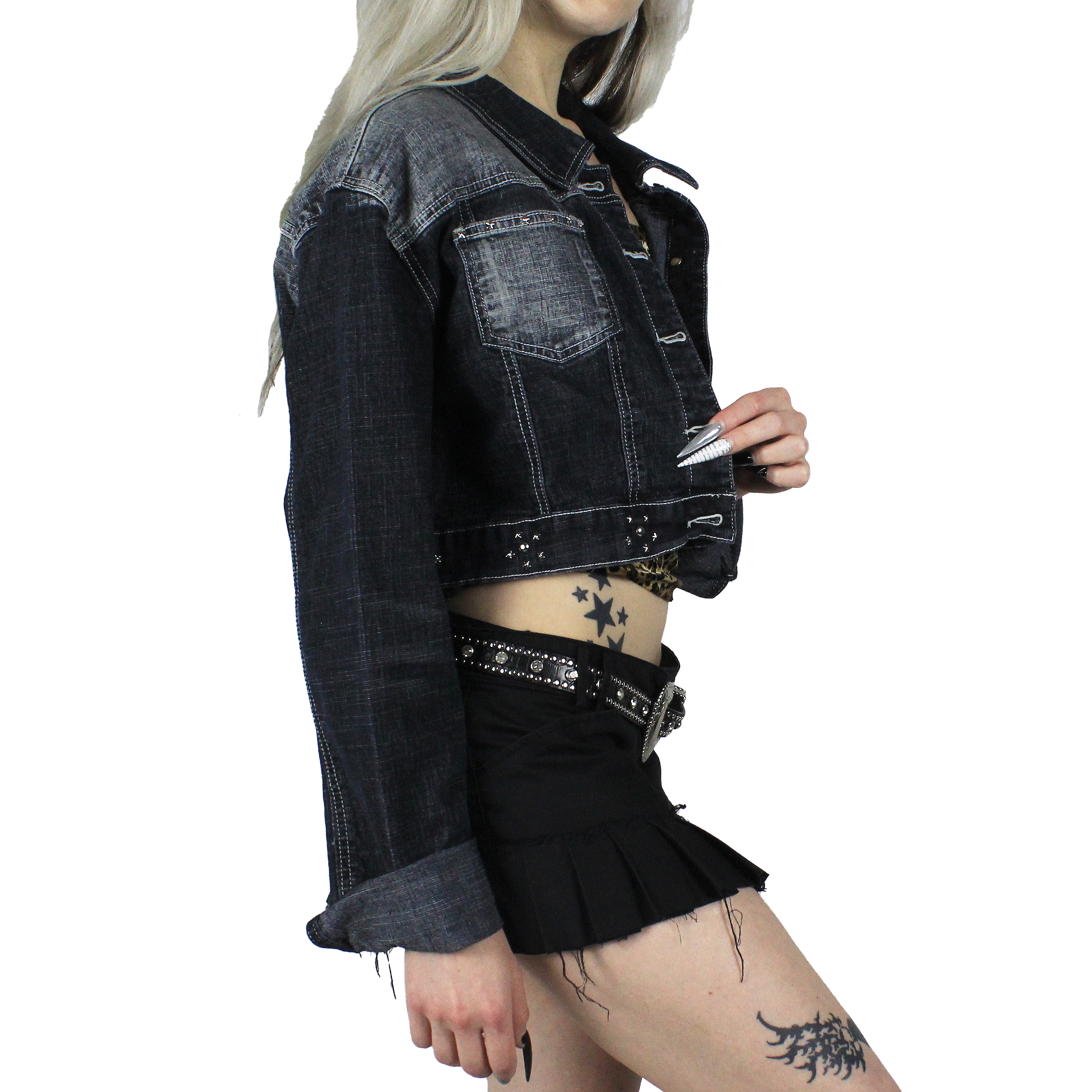Y2K Star Studded Denim Jacket (L) – Holy Thrift