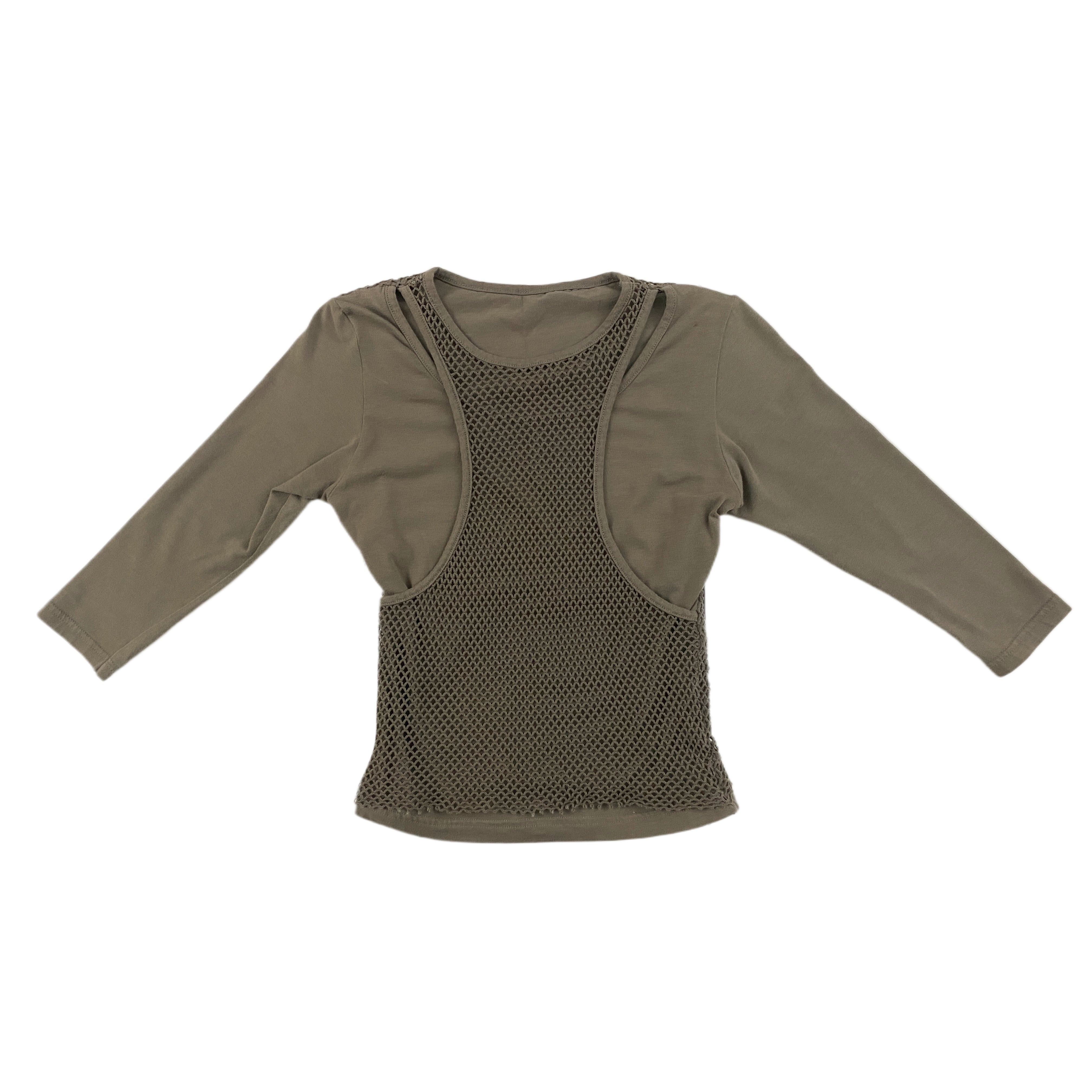 Olive Netted Layered Top (XS)