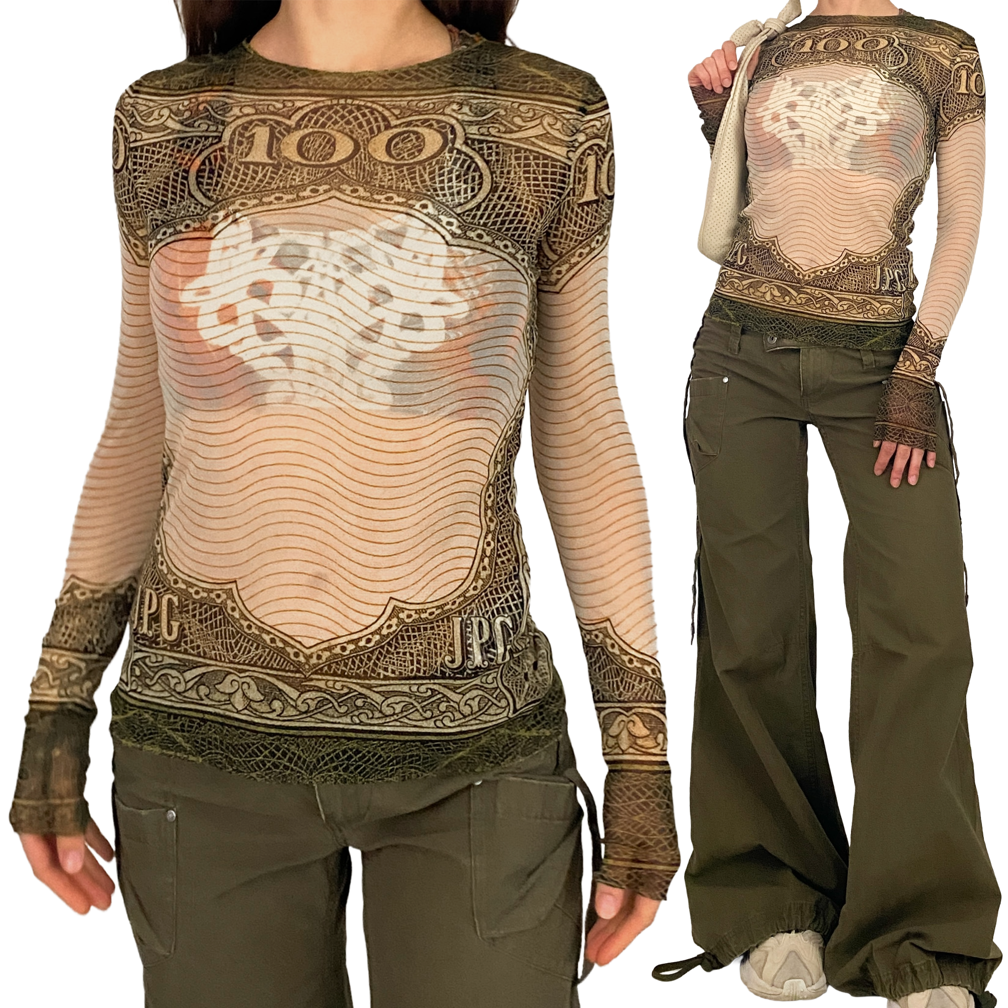 Jean Paul Gaultier Mesh Money Long Sleeve Top (S) – Holy Thrift
