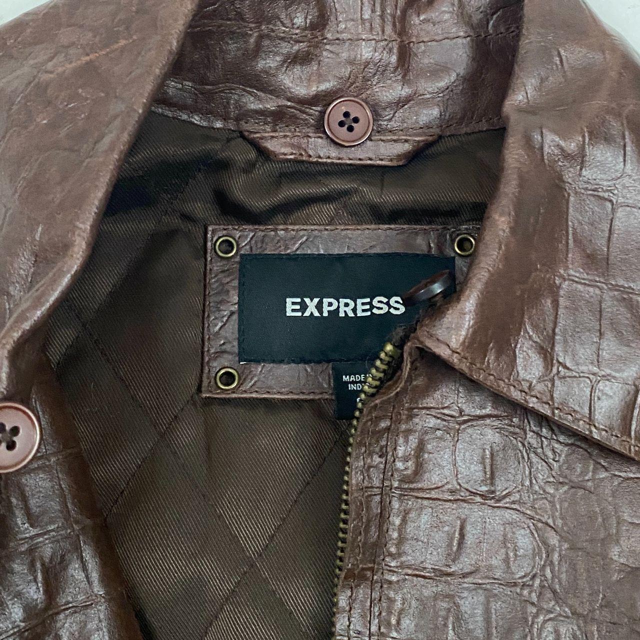 Chocolate Brown Leather Fitted Jacket (S)