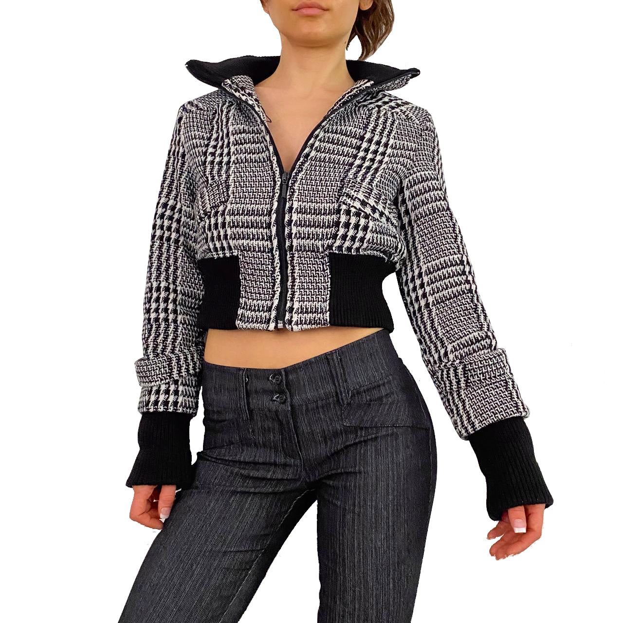 Houndstooth Cropped Jacket (M)