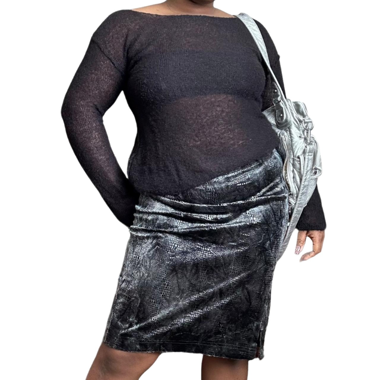 Y2K-Era Snakeskin  Midi Skirt (M)