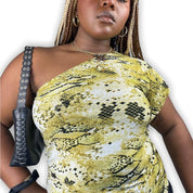 Y2K snakeskin one shoulder Top (M)
