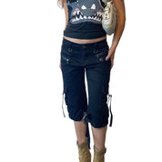 Y2K Grunge Utility Capri Pants (XS)