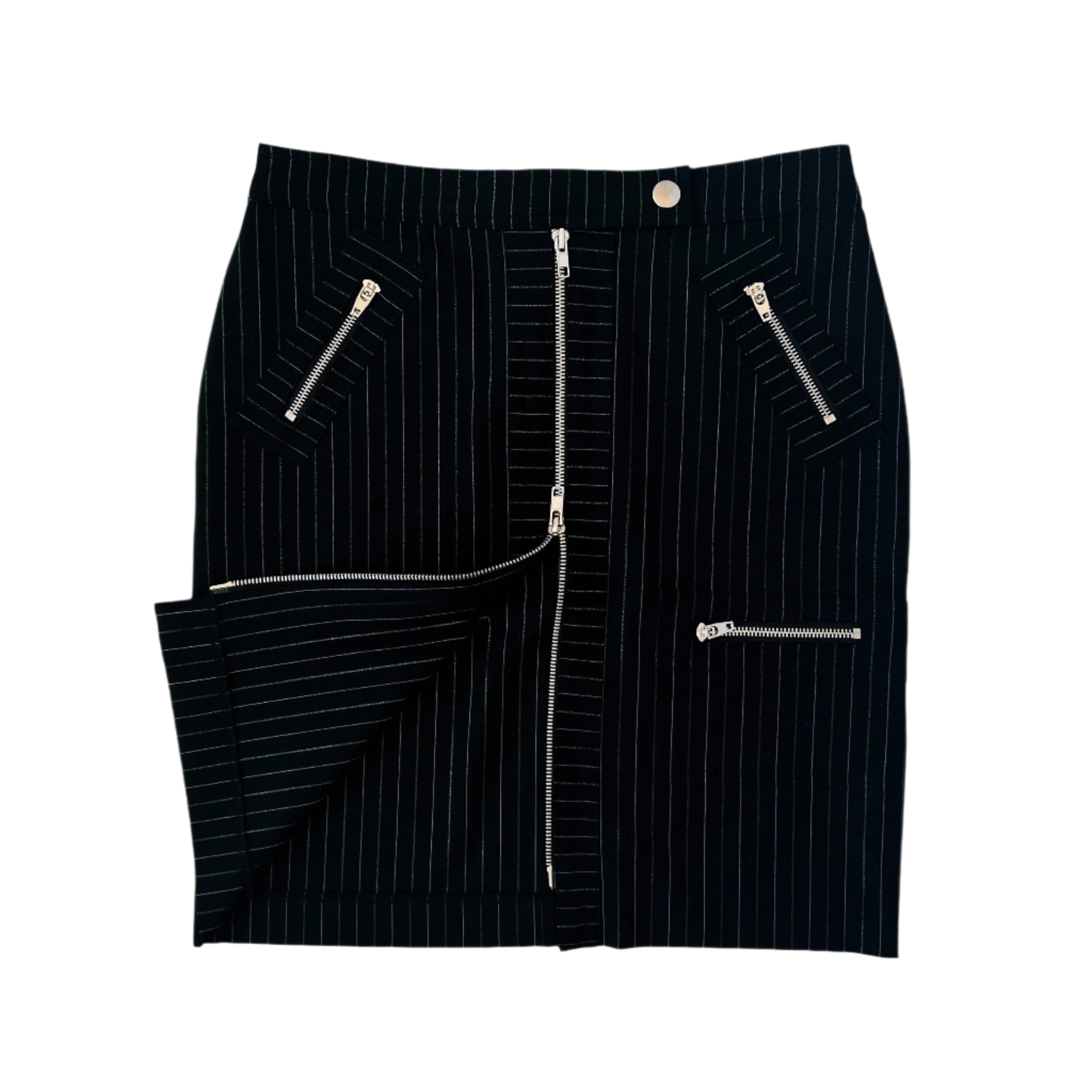 Bebe Pinstriped Double Zip Skirt (M)