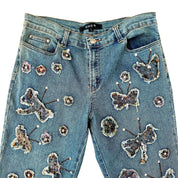Beaded Butterfly Appliqué Jeans (M)