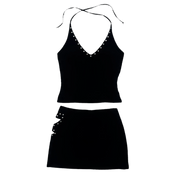 90s Black Rhinestone Two Piece Set (M)
