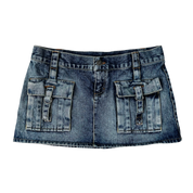 Early 2000s Denim Cargo Mini Skirt (S)
