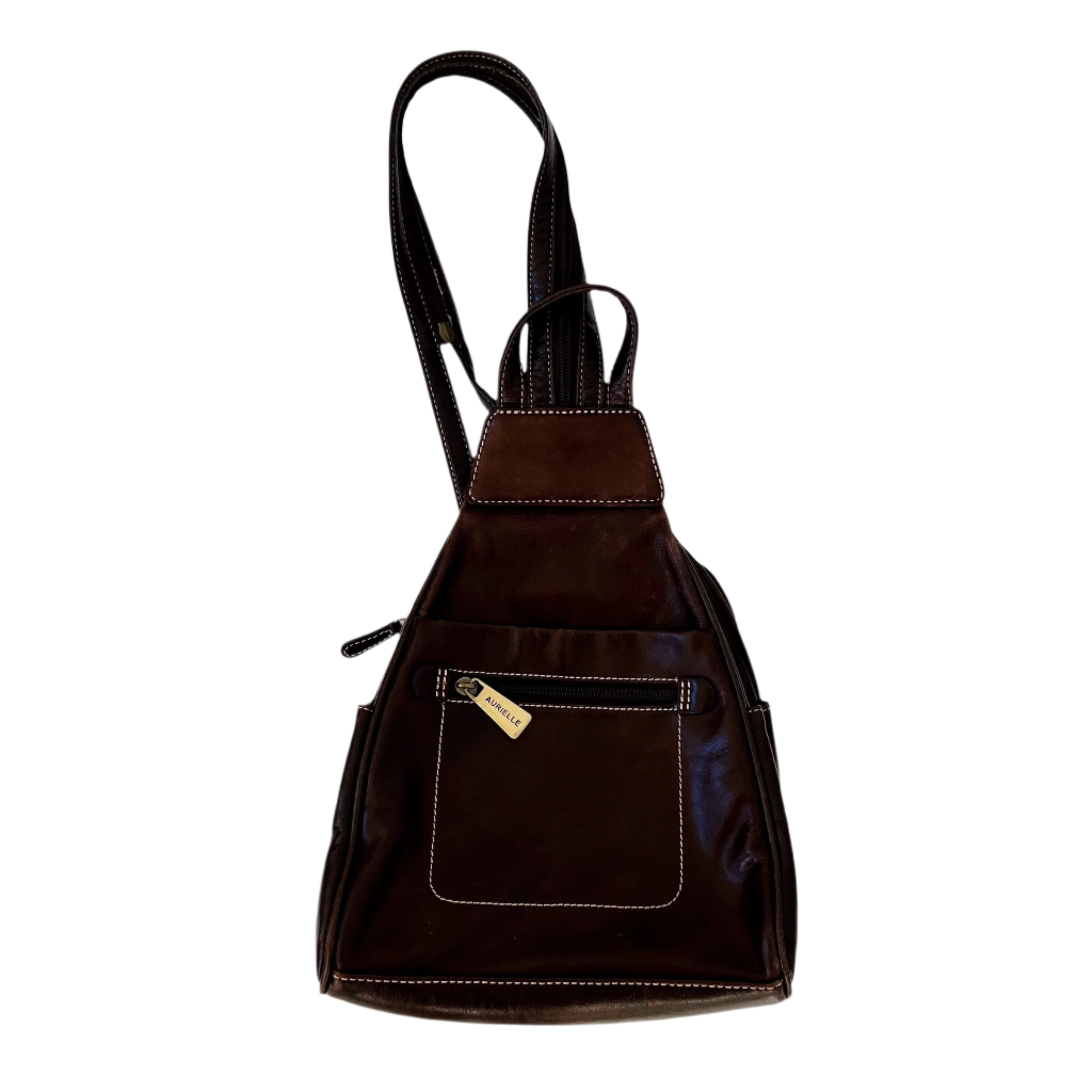 aurielle leather backpack Brown Leather Mini Backpack – Holy Thrift