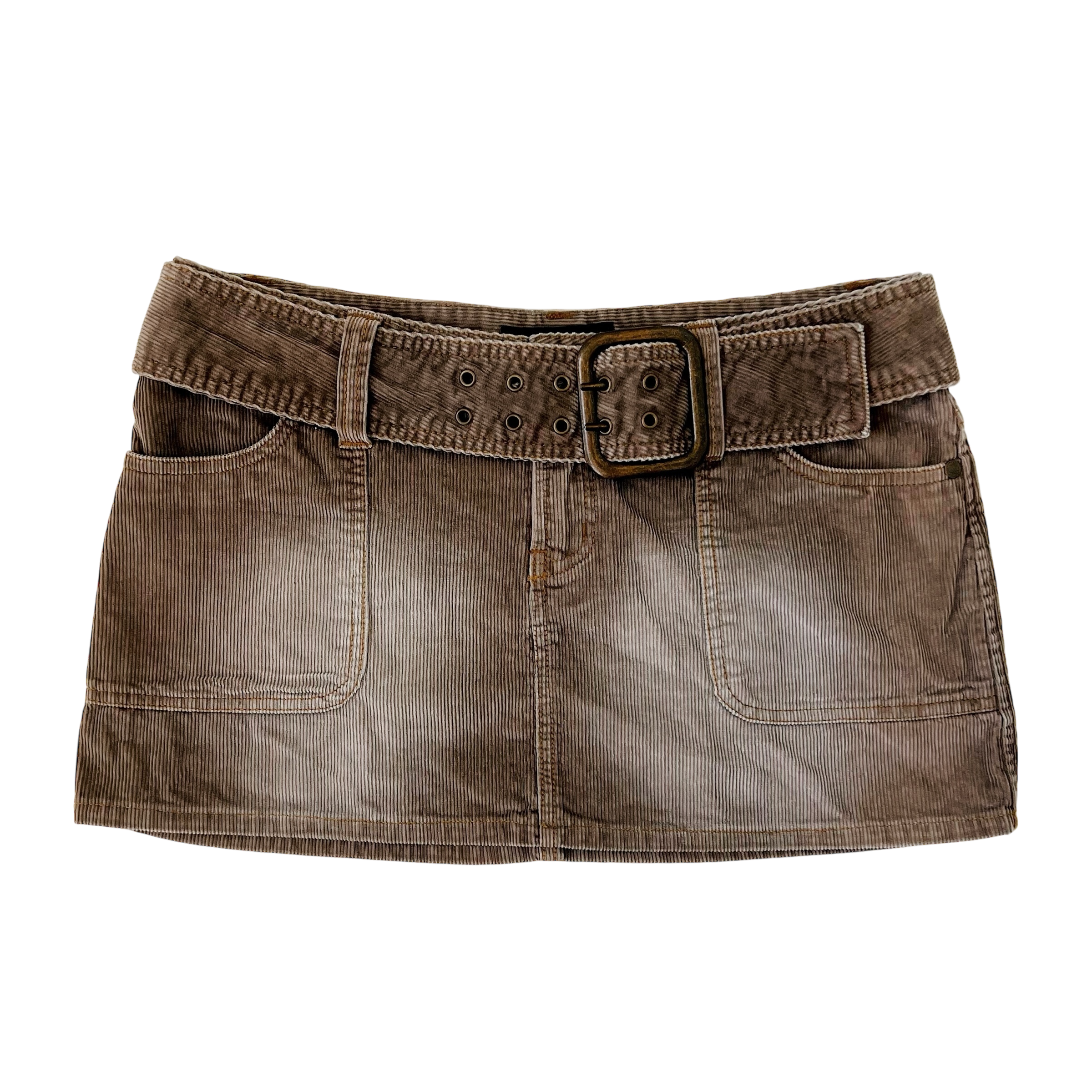 Faded Khaki Corduroy Mini Skirt (M)