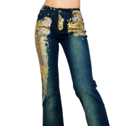 Early 2000s Gold Embellished Jeans (XS/S)