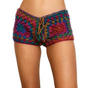 Boho Rainbow Crochet Shorts (XS/S)