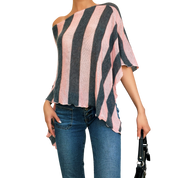 90s Striped Knit Poncho Top (One Size)