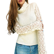 Creamy Intricate Crochet Sweater (S)