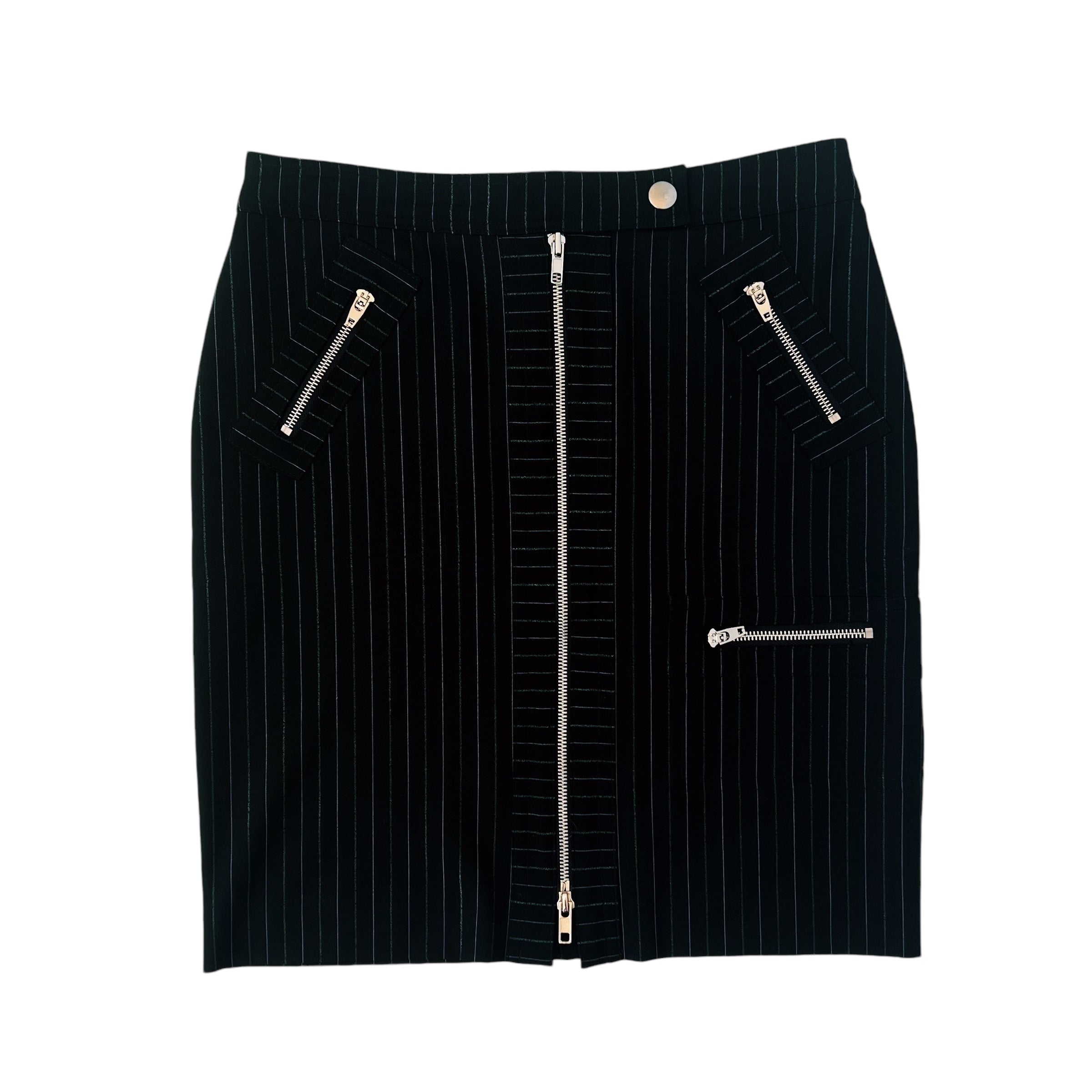 Bebe Pinstriped Double Zip Skirt (M)