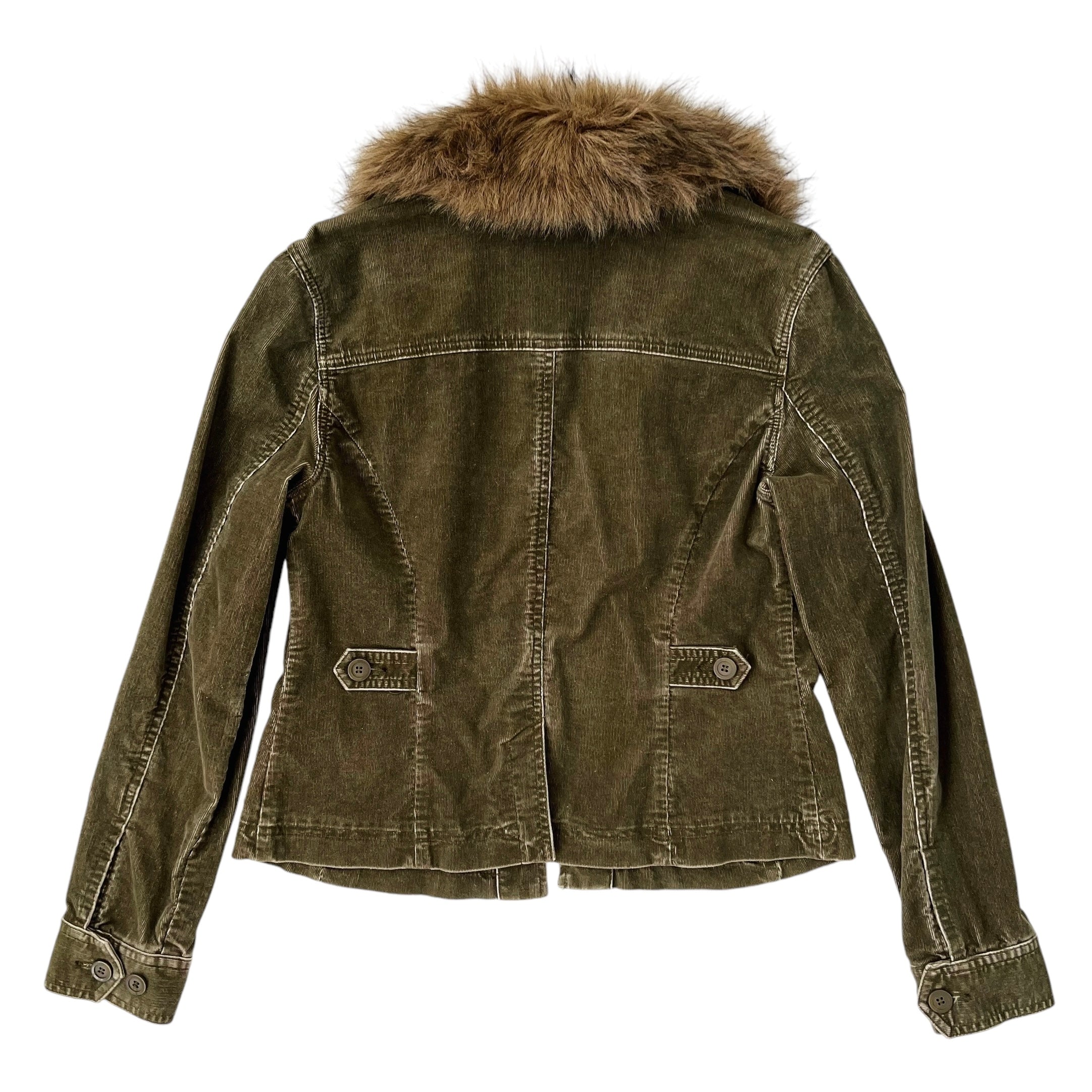 Army Green Furry Corduroy Jacket (S/M)