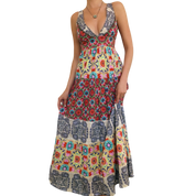 Vintage Tiered Floral Maxi Dress (M)