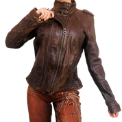 Chocolate Brown Leather Moto Jacket (S)