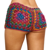 Boho Rainbow Crochet Shorts (XS/S)