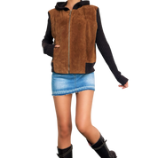 Vintage Suede & Knit Hoodie (M)
