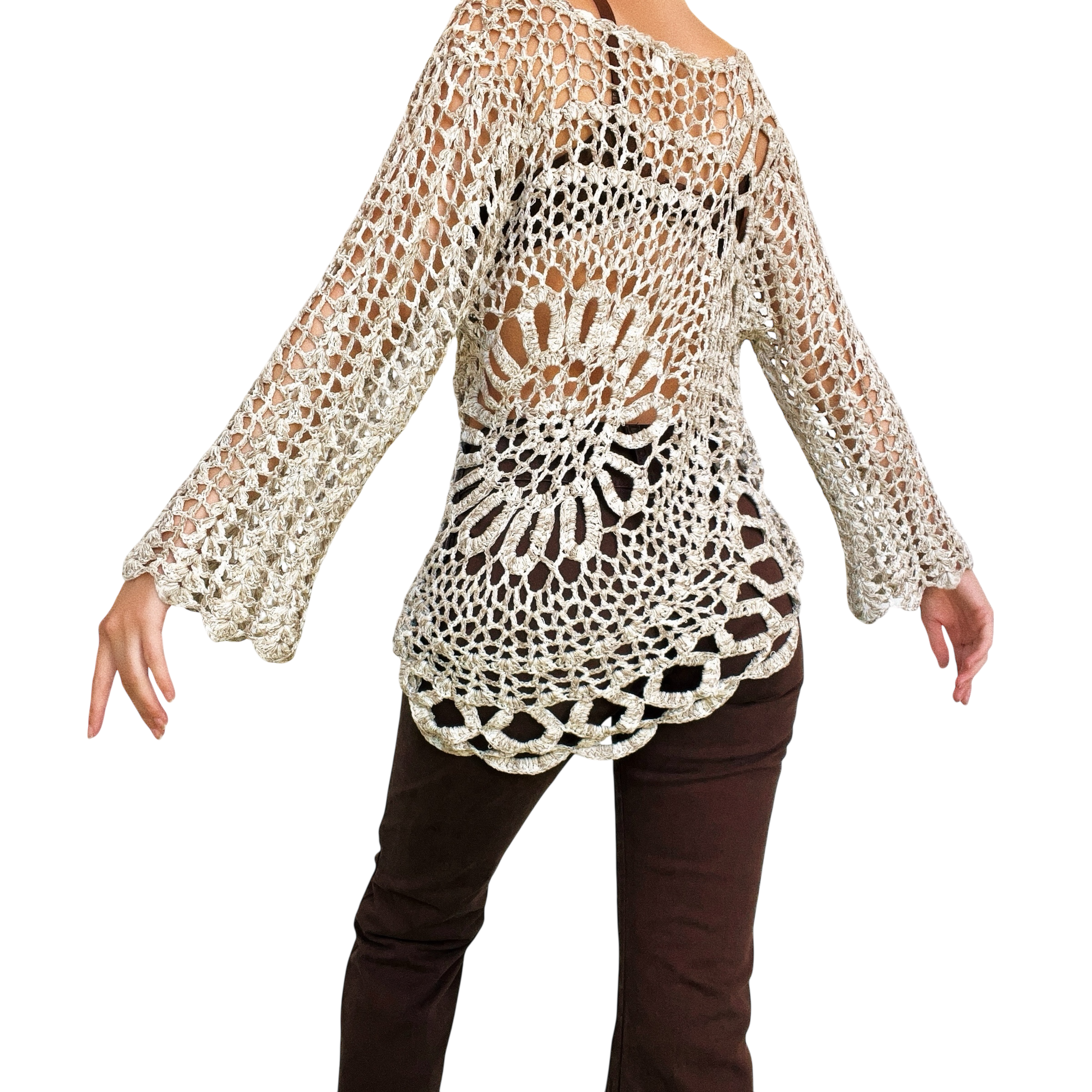Beige Crochet Layering Top (L)