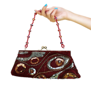 Burgundy Beaded Purse