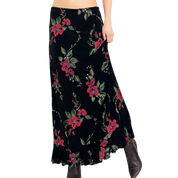 Slinky Black Floral Maxi Skirt (S/M)