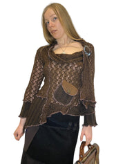 90s Parisian Lace Grunge Asymmetrical Knit (S)
